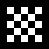 Five-squares-per-side chess board with a solid border. All squares and the border have the same width.